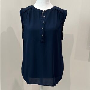 LOFT Midnight Blue Button-Up Blouse